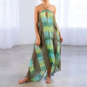 Love Stitch Women's Moroccan Scarf Print Tie Handkerchief Maxi Dress Size S/M